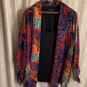 Sara Michelle Multicolor Geometric Kimono